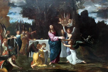 Jesus in der Wüste, von Engeln bedient